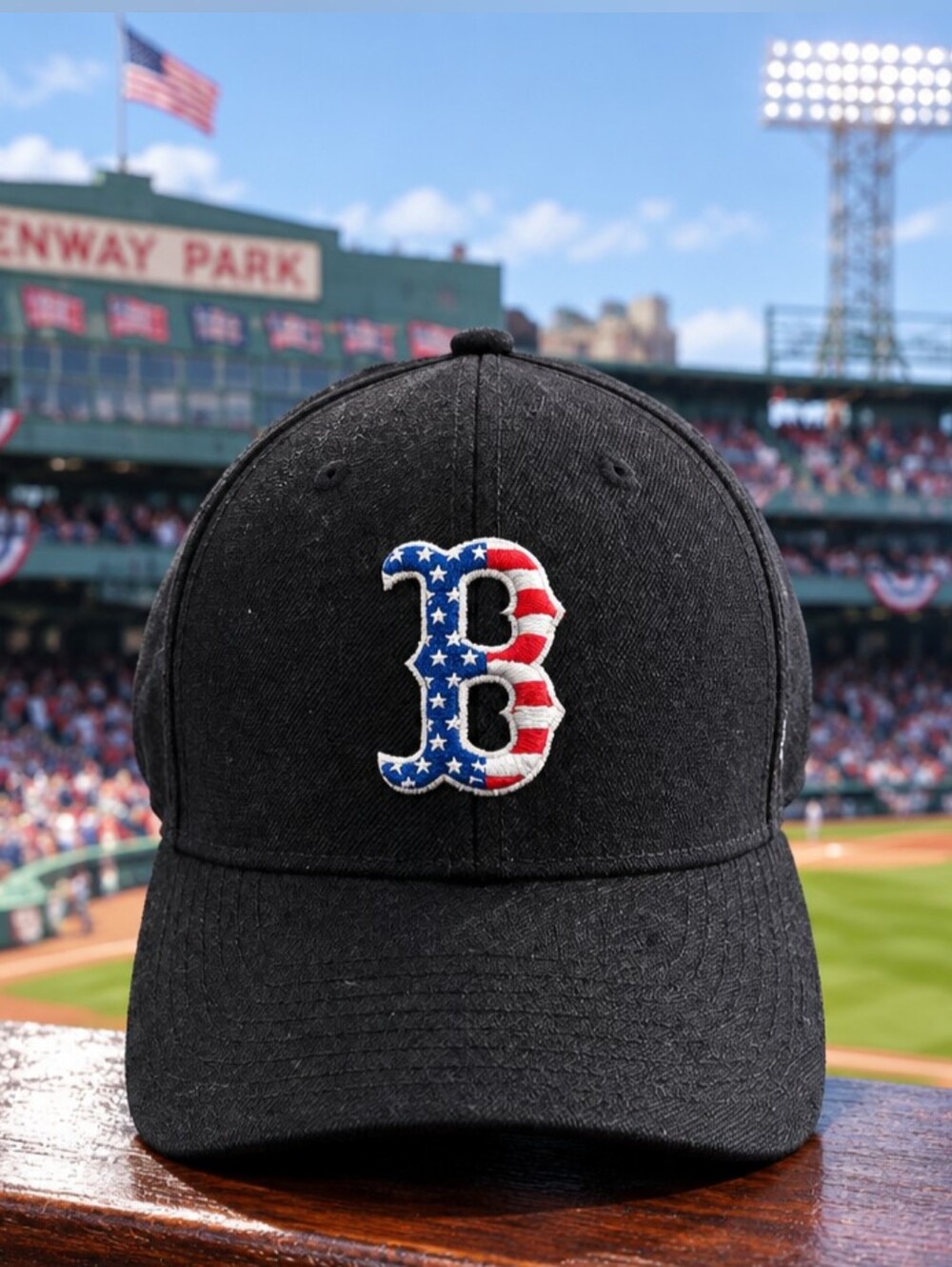 Boston Red Sox '47 Brand Fitted Cap Hat Navy Patriotic Stars Stripes Size 7 1/2